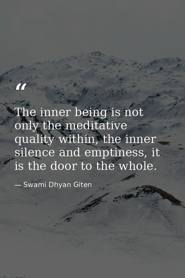 The inner being is not only the meditative quality within, the inner silence and emptiness, it is the door to the whole. — Swami Dhyan Giten