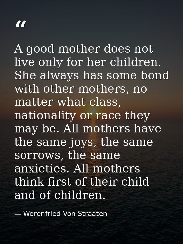 A good mother does not live only for her children. She always has some bond with other mothers, no matter what class, na — Werenfried Von Straaten