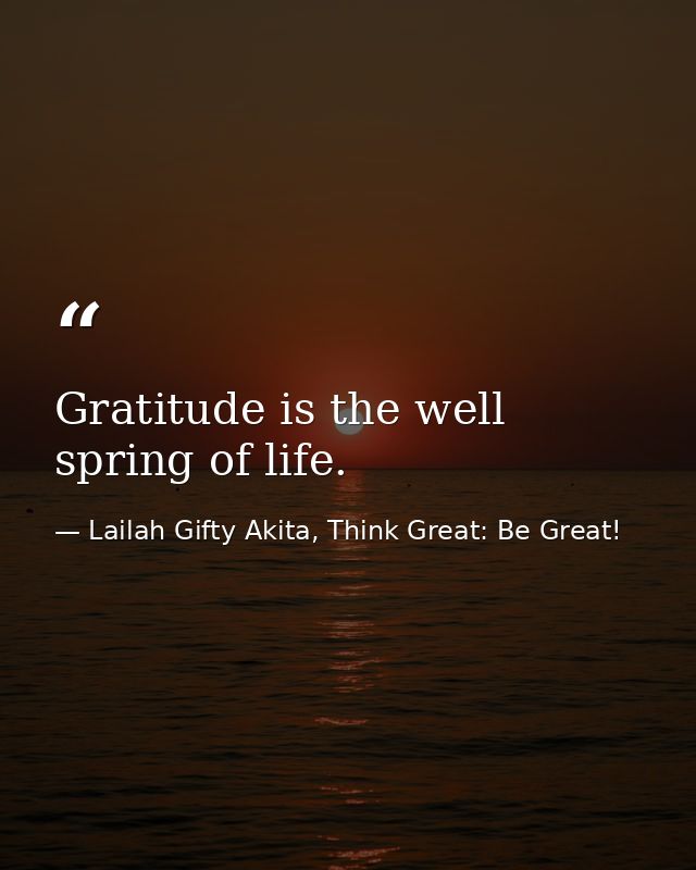 Gratitude is the well spring of life. — Lailah Gifty Akita, Think Great: Be Great!