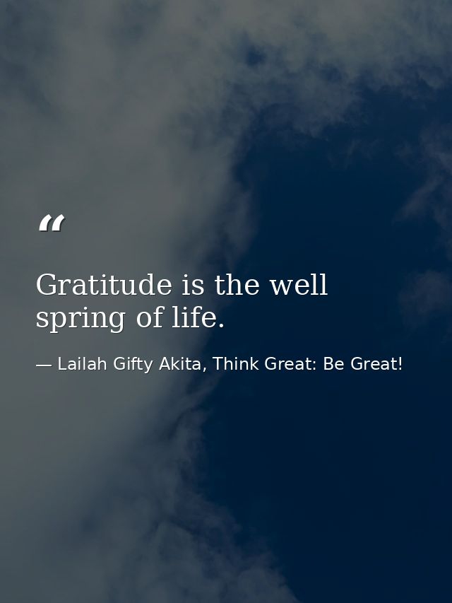 Gratitude is the well spring of life. — Lailah Gifty Akita, Think Great: Be Great!