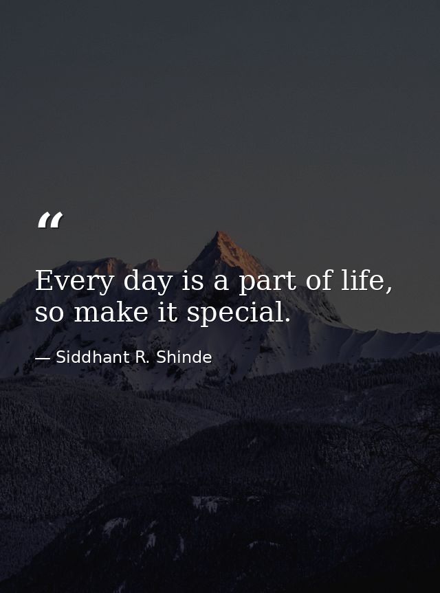 Every day is a part of life, so make it special. — Siddhant R. Shinde