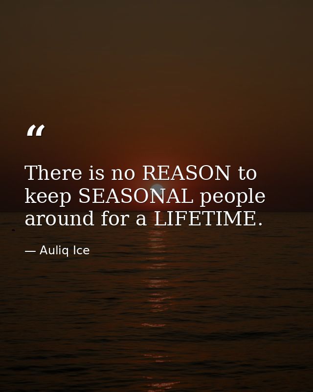 There is no REASON to keep SEASONAL people around for a LIFETIME. — Auliq Ice