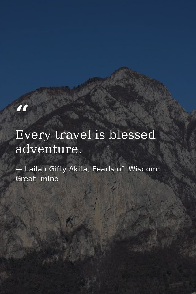 Every travel is blessed adventure. — Lailah Gifty Akita, Pearls of  Wisdom: Great  mind