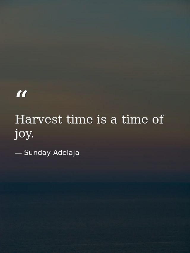 Harvest time is a time of joy. — Sunday Adelaja
