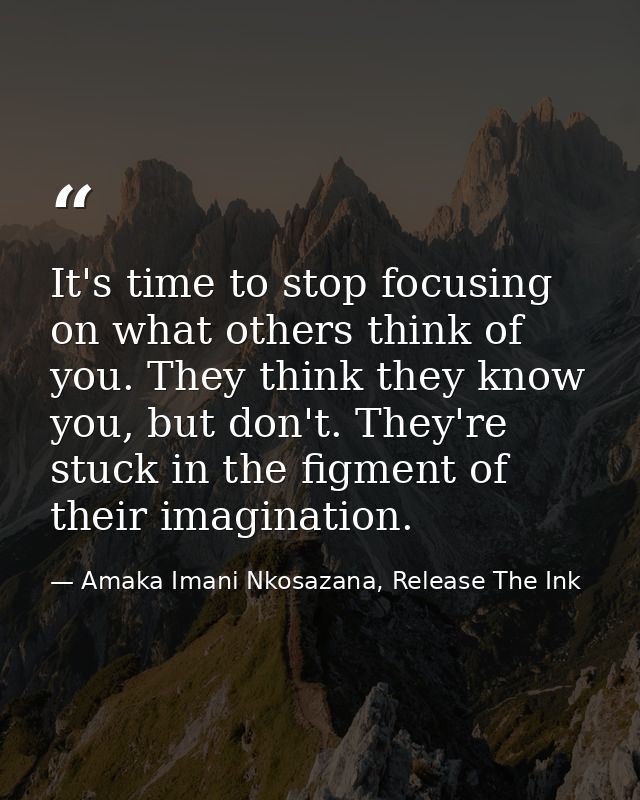 It's time to stop focusing on what others think of you. They think they know you, but don't. They're stuck in the figmen — Amaka Imani Nkosazana, Release The Ink