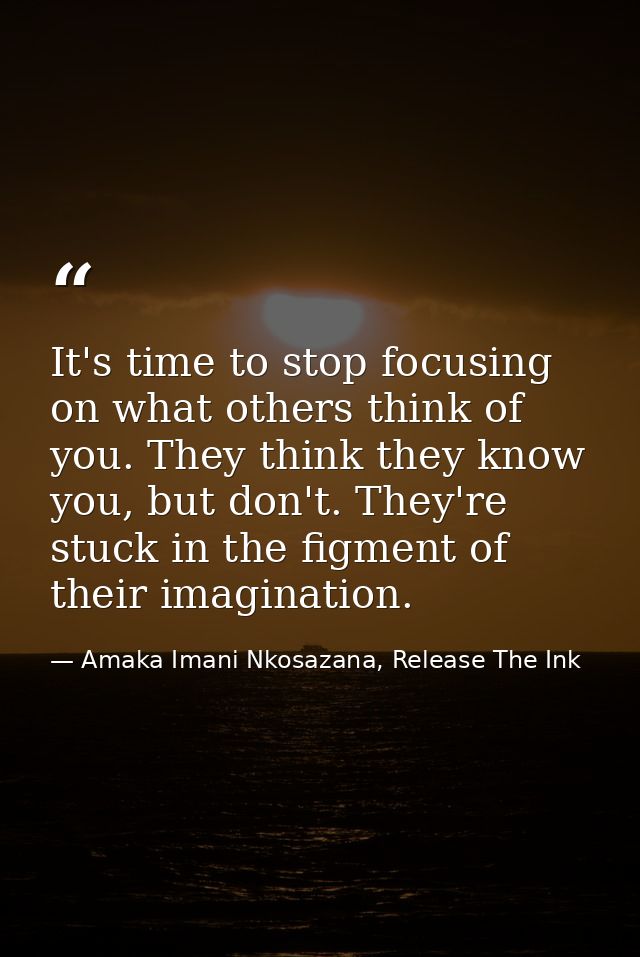 It's time to stop focusing on what others think of you. They think they know you, but don't. They're stuck in the figmen — Amaka Imani Nkosazana, Release The Ink