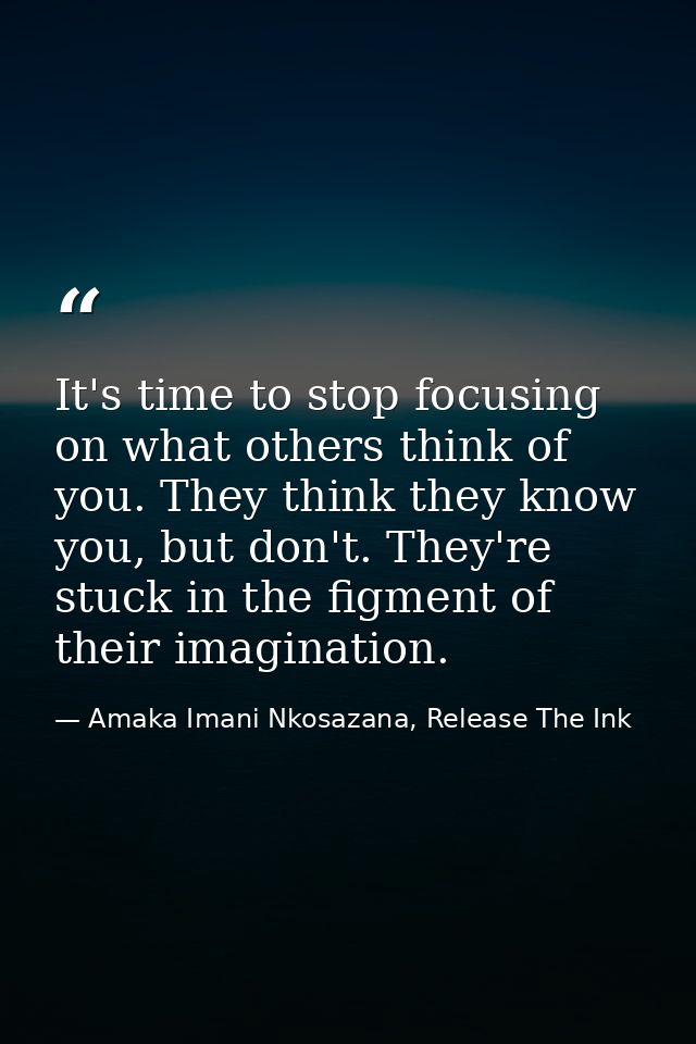 It's time to stop focusing on what others think of you. They think they know you, but don't. They're stuck in the figmen — Amaka Imani Nkosazana, Release The Ink