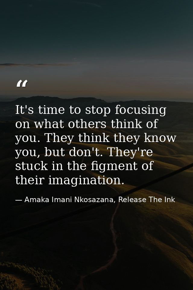 It's time to stop focusing on what others think of you. They think they know you, but don't. They're stuck in the figmen — Amaka Imani Nkosazana, Release The Ink