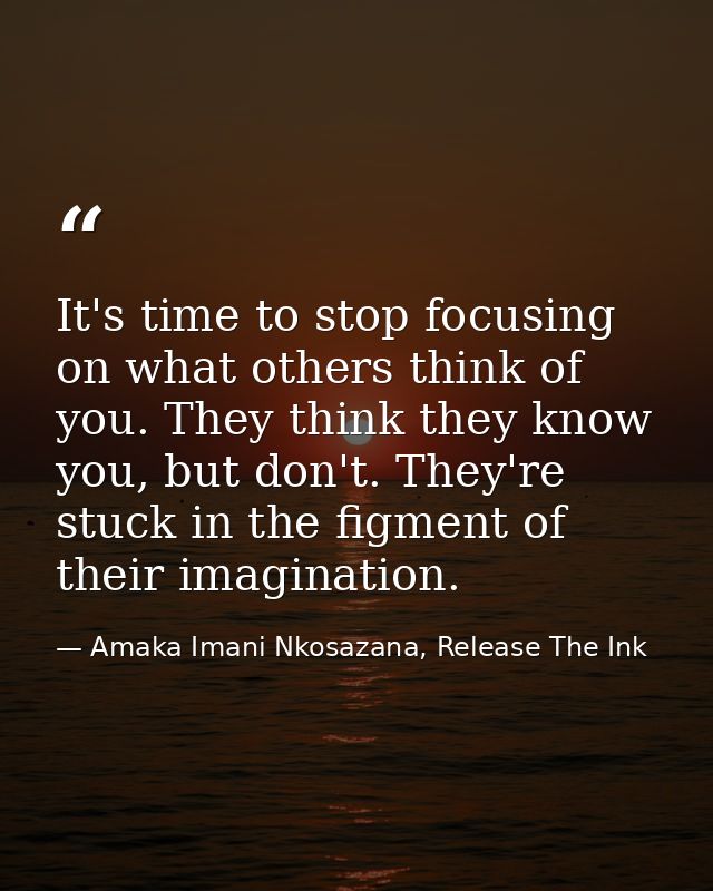 It's time to stop focusing on what others think of you. They think they know you, but don't. They're stuck in the figmen — Amaka Imani Nkosazana, Release The Ink