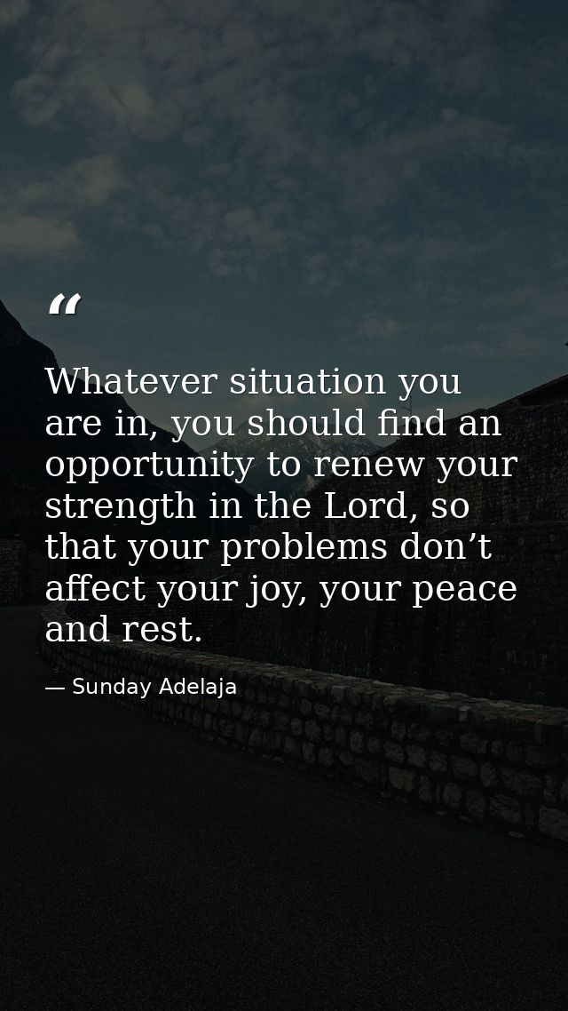 Whatever situation you are in, you should find an opportunity to renew your strength in the Lord, so that your problems  — Sunday Adelaja