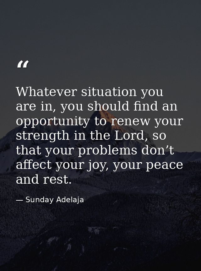 Whatever situation you are in, you should find an opportunity to renew your strength in the Lord, so that your problems  — Sunday Adelaja