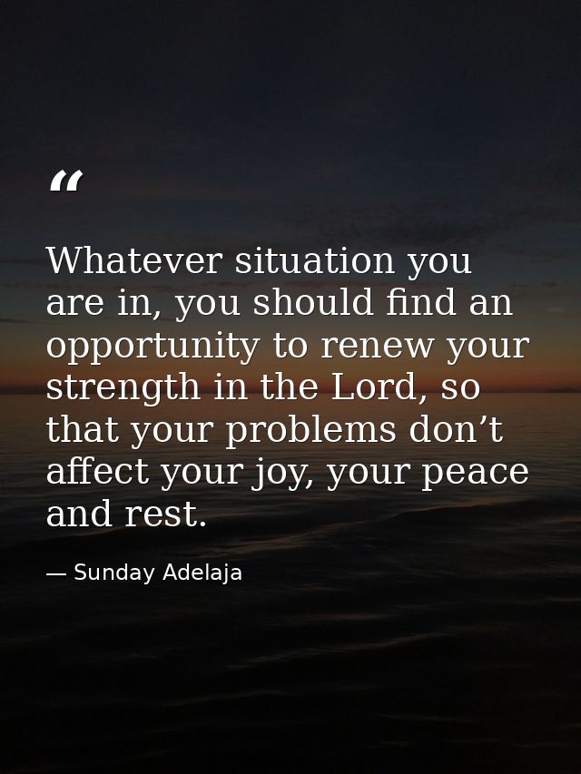 Whatever situation you are in, you should find an opportunity to renew your strength in the Lord, so that your problems  — Sunday Adelaja