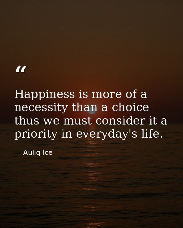 Happiness is more of a necessity than a choice thus we must consider it a priority in everyday's life. — Auliq Ice