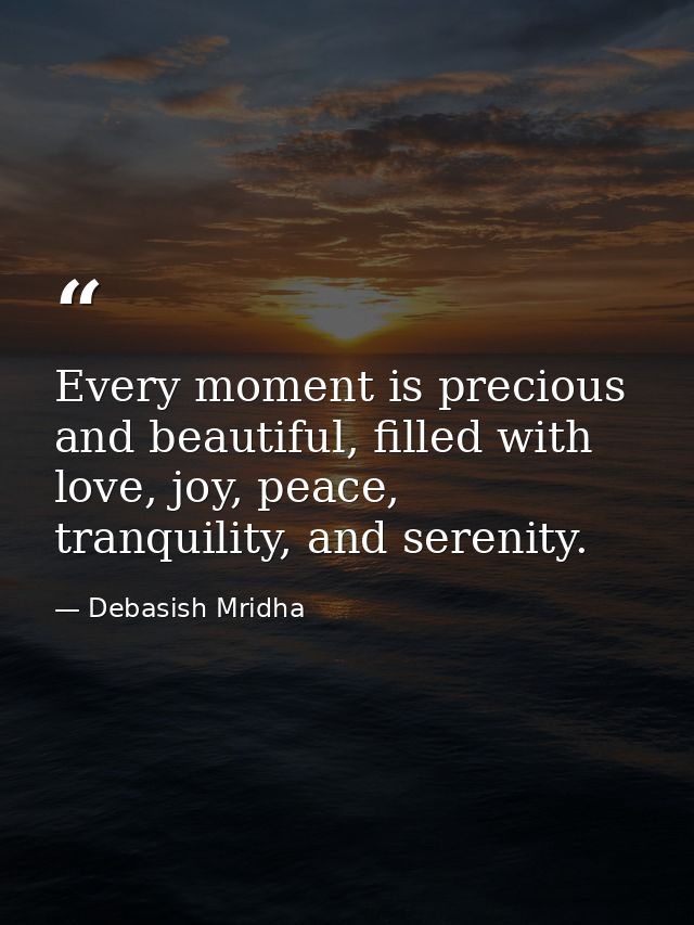 Every moment is precious and beautiful, filled with love, joy, peace, tranquility, and serenity. — Debasish Mridha