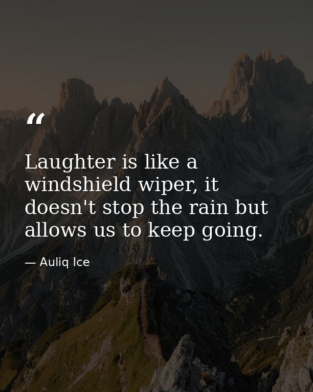 Laughter is like a windshield wiper, it doesn't stop the rain but allows us to keep going. — Auliq Ice
