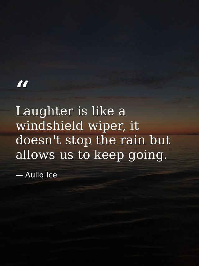 Laughter is like a windshield wiper, it doesn't stop the rain but allows us to keep going. — Auliq Ice