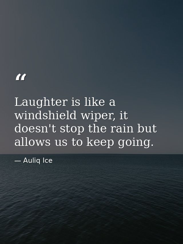 Laughter is like a windshield wiper, it doesn't stop the rain but allows us to keep going. — Auliq Ice