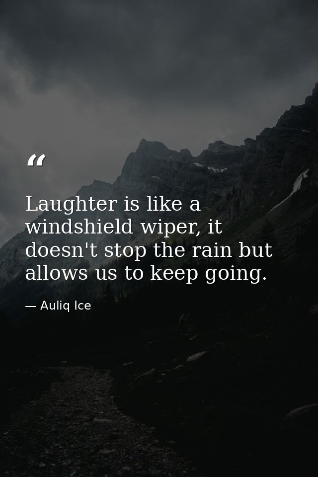Laughter is like a windshield wiper, it doesn't stop the rain but allows us to keep going. — Auliq Ice