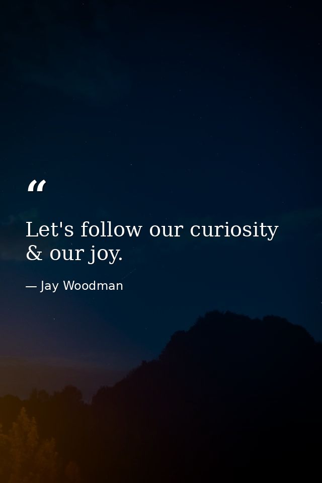 Let's follow our curiosity & our joy. — Jay Woodman