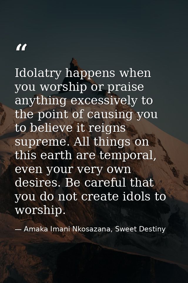Idolatry happens when you worship or praise anything excessively to the point of causing you to believe it reigns suprem — Amaka Imani Nkosazana, Sweet Destiny
