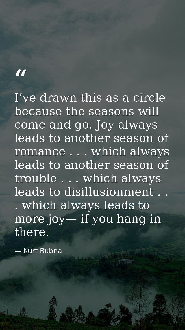 I’ve drawn this as a circle because the seasons will come and go. Joy always leads to another season of romance . . . wh — Kurt Bubna