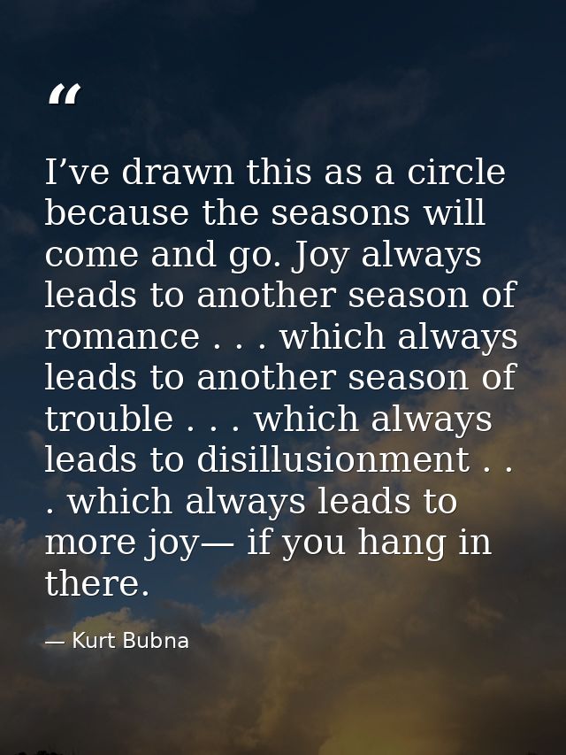 I’ve drawn this as a circle because the seasons will come and go. Joy always leads to another season of romance . . . wh — Kurt Bubna
