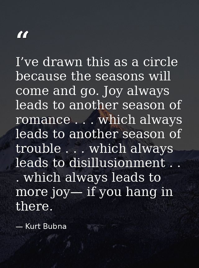 I’ve drawn this as a circle because the seasons will come and go. Joy always leads to another season of romance . . . wh — Kurt Bubna