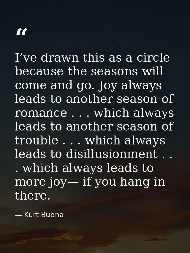 I’ve drawn this as a circle because the seasons will come and go. Joy always leads to another season of romance . . . wh — Kurt Bubna