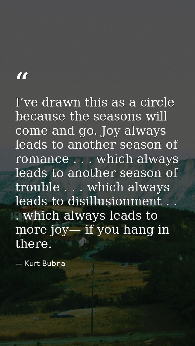 I’ve drawn this as a circle because the seasons will come and go. Joy always leads to another season of romance . . . wh — Kurt Bubna