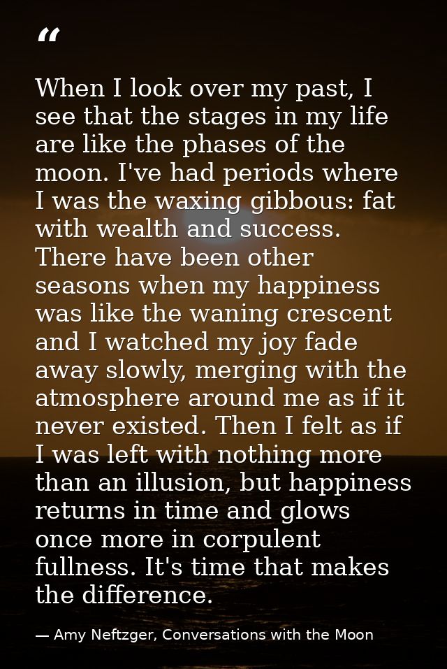 When I look over my past, I see that the stages in my life are like the phases of the moon. I've had periods where I was — Amy Neftzger, Conversations with the Moon