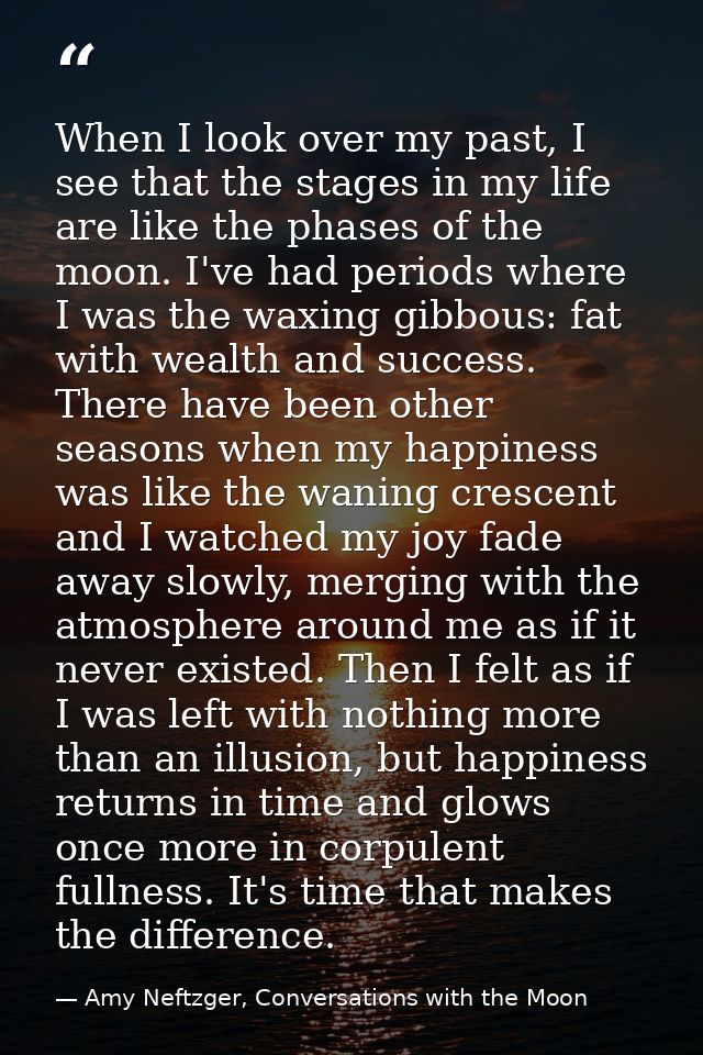 When I look over my past, I see that the stages in my life are like the phases of the moon. I've had periods where I was — Amy Neftzger, Conversations with the Moon