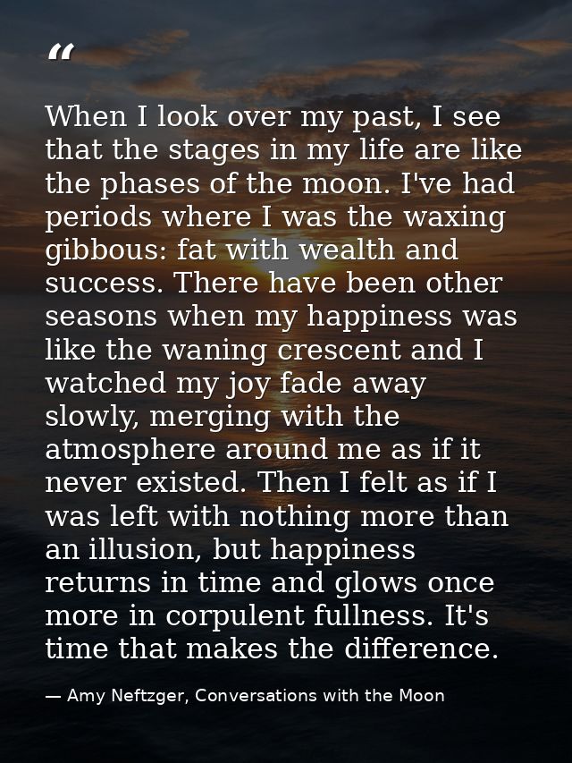 When I look over my past, I see that the stages in my life are like the phases of the moon. I've had periods where I was — Amy Neftzger, Conversations with the Moon