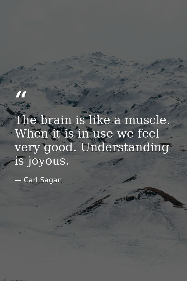 The brain is like a muscle. When it is in use we feel very good. Understanding is joyous. — Carl Sagan