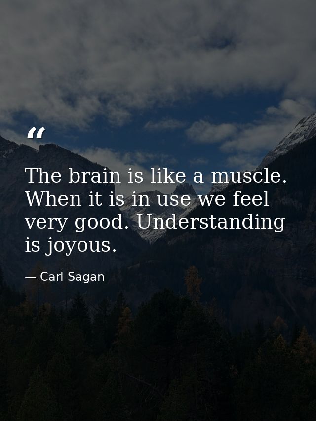 The brain is like a muscle. When it is in use we feel very good. Understanding is joyous. — Carl Sagan