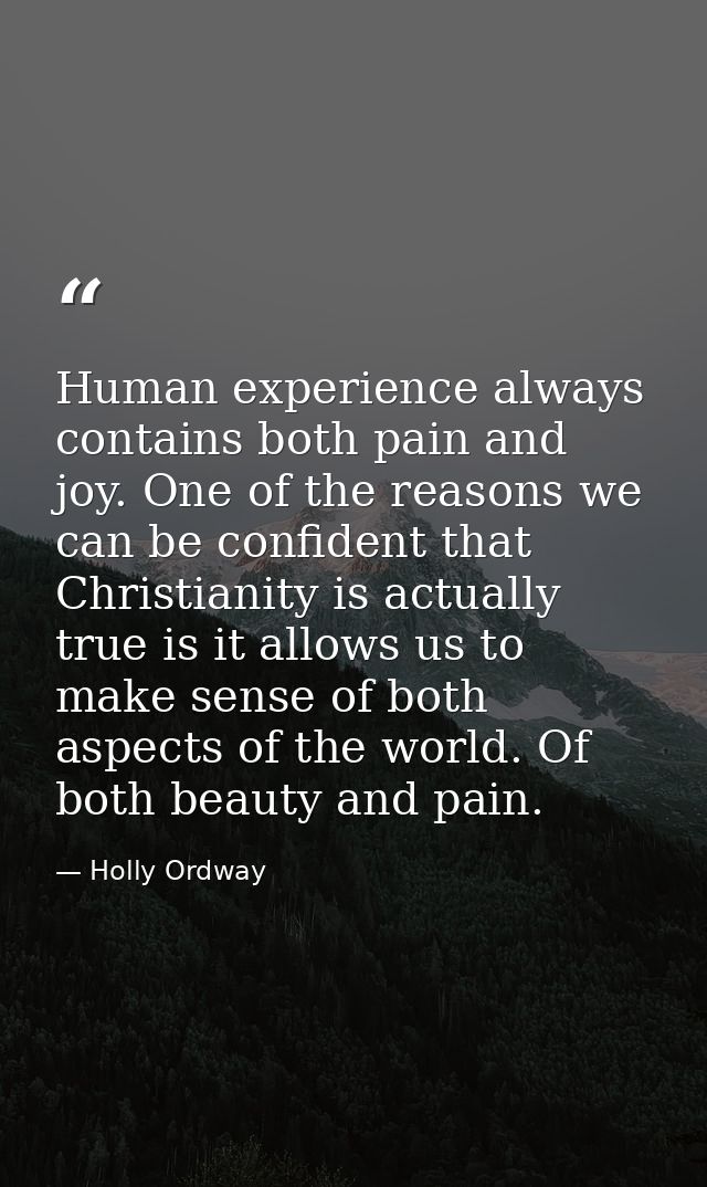 Human experience always contains both pain and joy. One of the reasons we can be confident that Christianity is actually — Holly Ordway