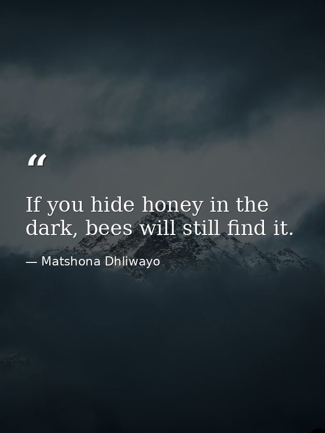 If you hide honey in the dark, bees will still find it. — Matshona Dhliwayo