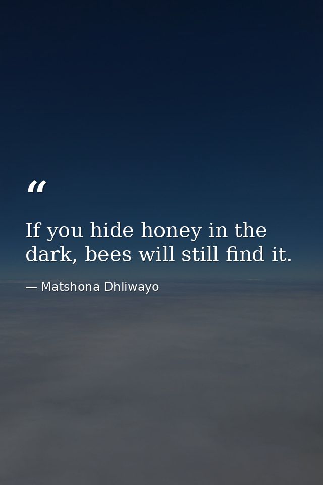 If you hide honey in the dark, bees will still find it. — Matshona Dhliwayo
