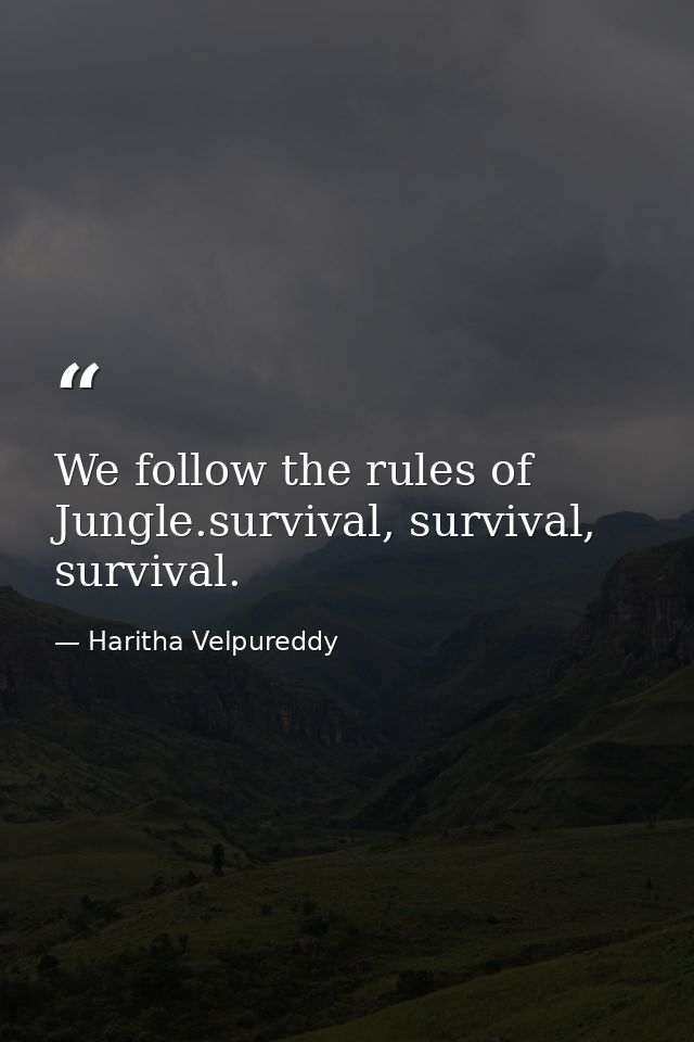 We follow the rules of Jungle.survival, survival, survival. — Haritha Velpureddy