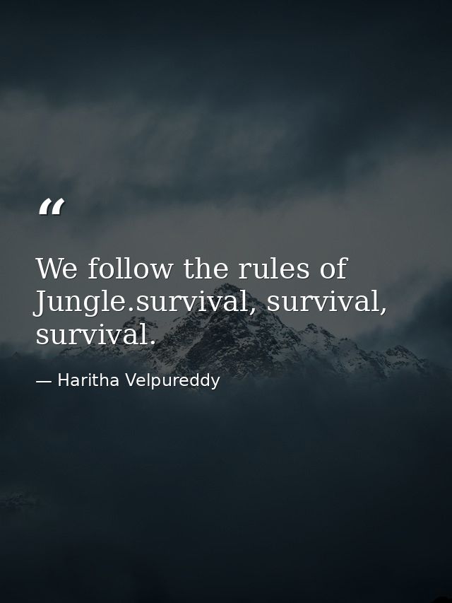 We follow the rules of Jungle.survival, survival, survival. — Haritha Velpureddy