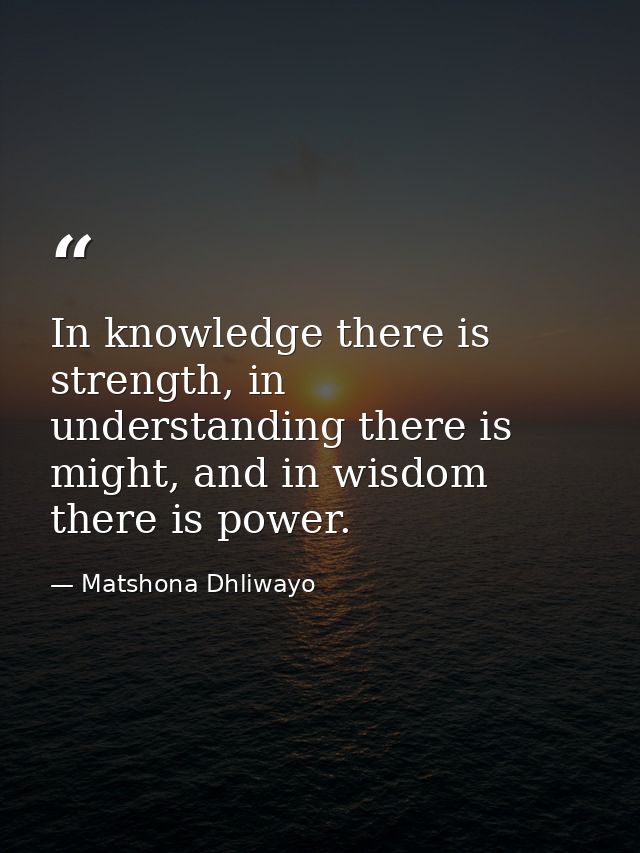 In knowledge there is strength, in understanding there is might, and in wisdom there is power. — Matshona Dhliwayo