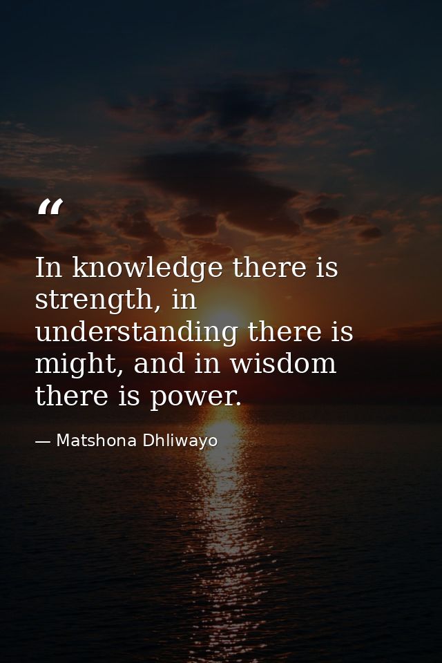 In knowledge there is strength, in understanding there is might, and in wisdom there is power. — Matshona Dhliwayo