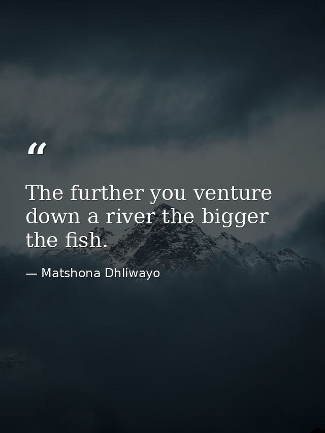 The further you venture down a river the bigger the fish. — Matshona Dhliwayo