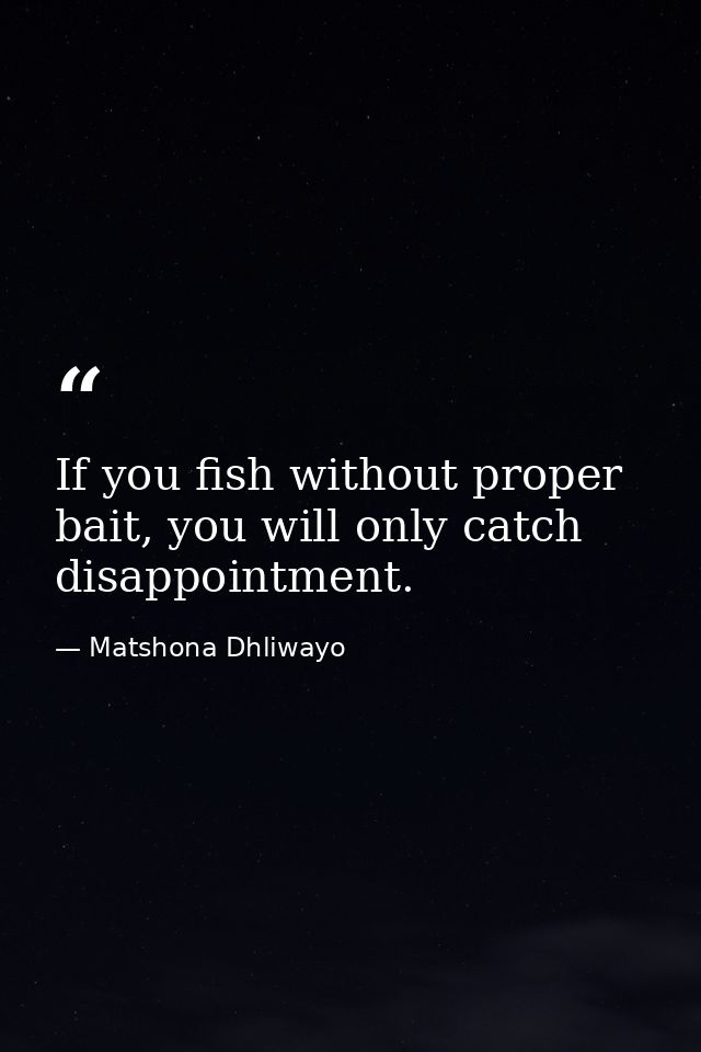 If you fish without proper bait, you will only catch disappointment. — Matshona Dhliwayo