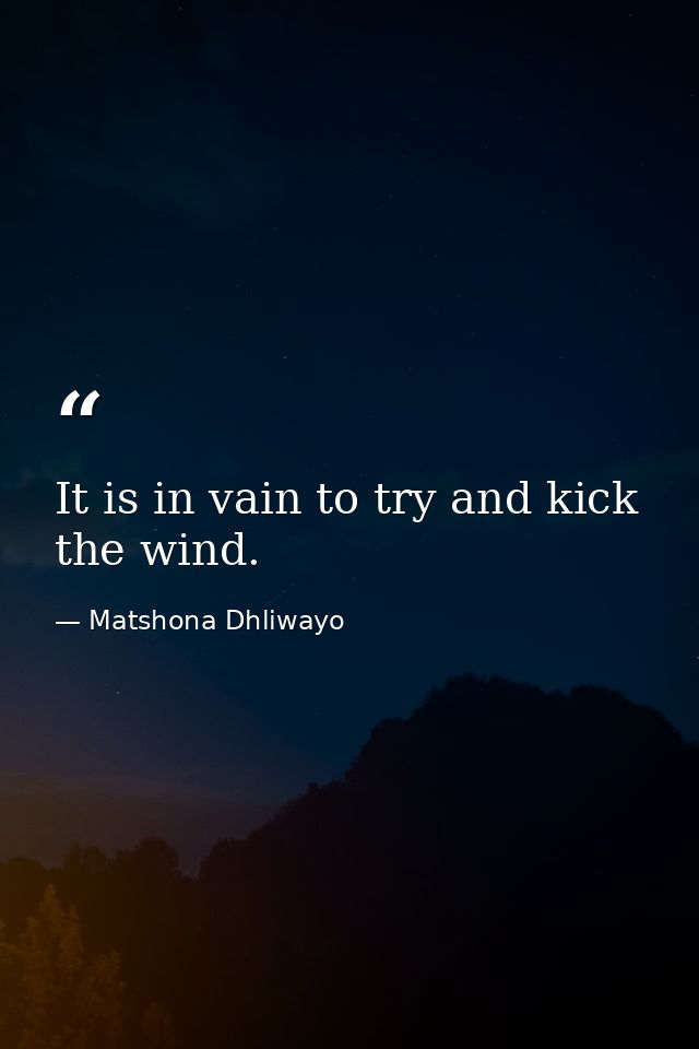 It is in vain to try and kick the wind. — Matshona Dhliwayo