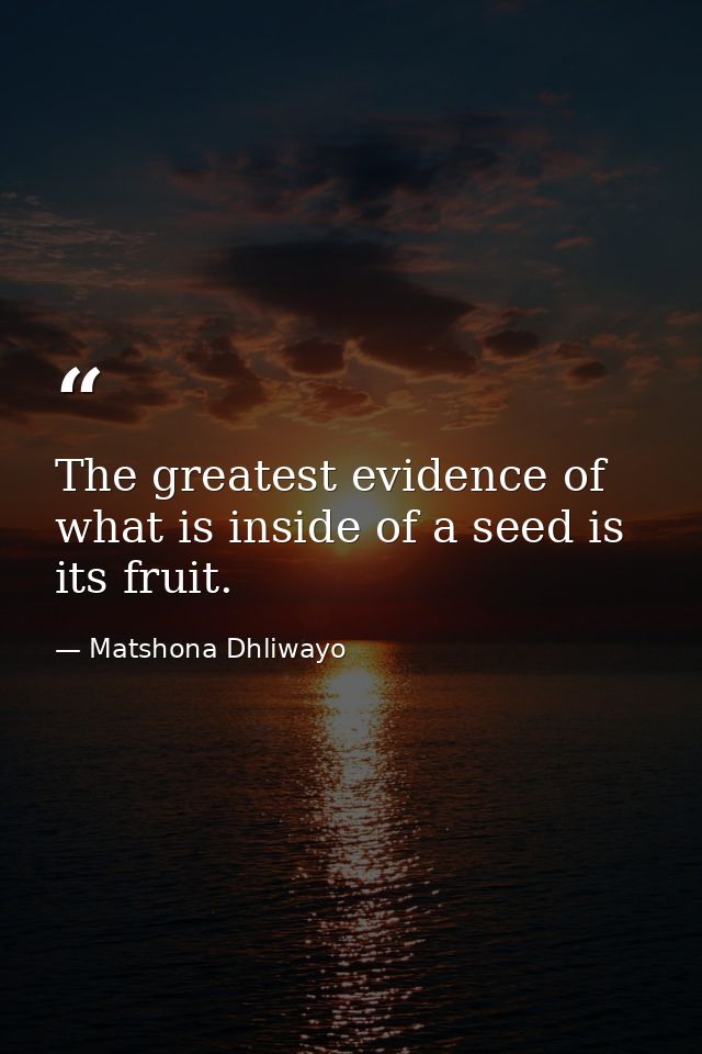 The greatest evidence of what is inside of a seed is its fruit. — Matshona Dhliwayo
