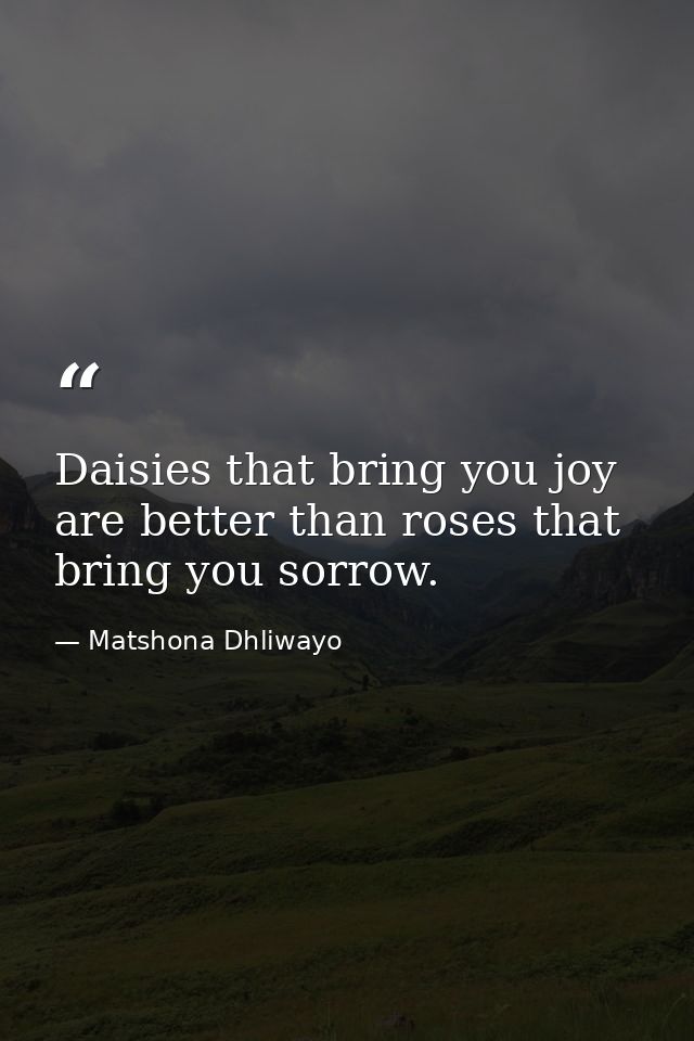 Daisies that bring you joy are better than roses that bring you sorrow. — Matshona Dhliwayo