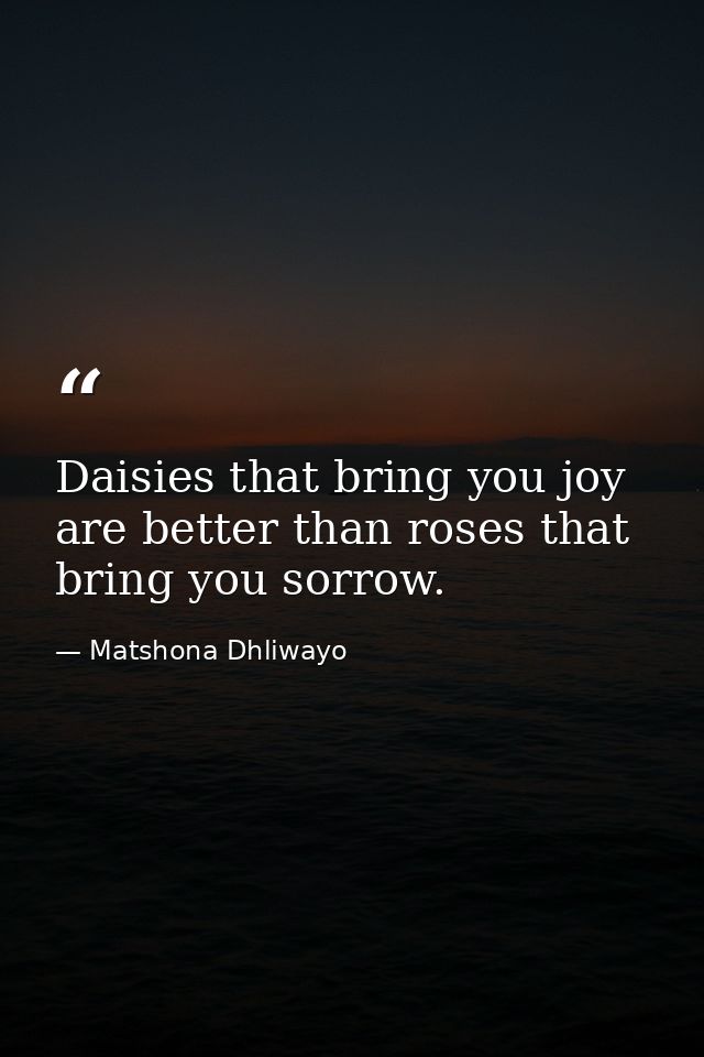 Daisies that bring you joy are better than roses that bring you sorrow. — Matshona Dhliwayo