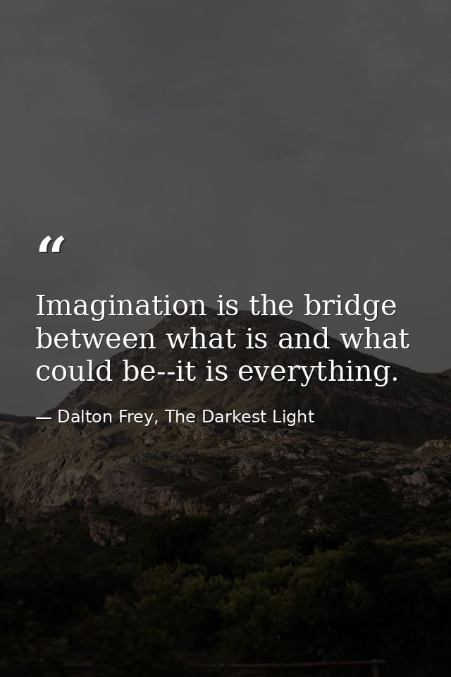 Imagination is the bridge between what is and what could be--it is everything. — Dalton Frey, The Darkest Light