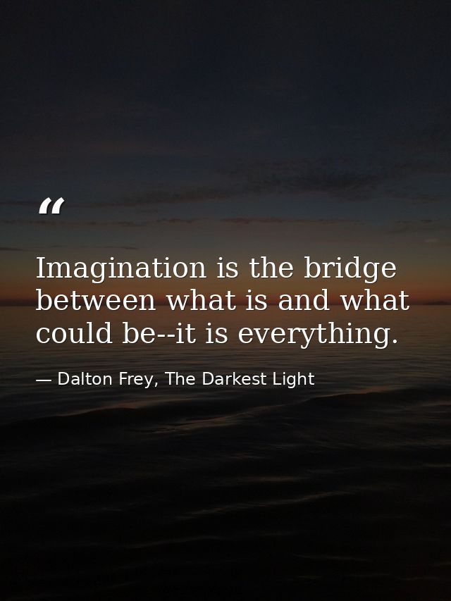 Imagination is the bridge between what is and what could be--it is everything. — Dalton Frey, The Darkest Light