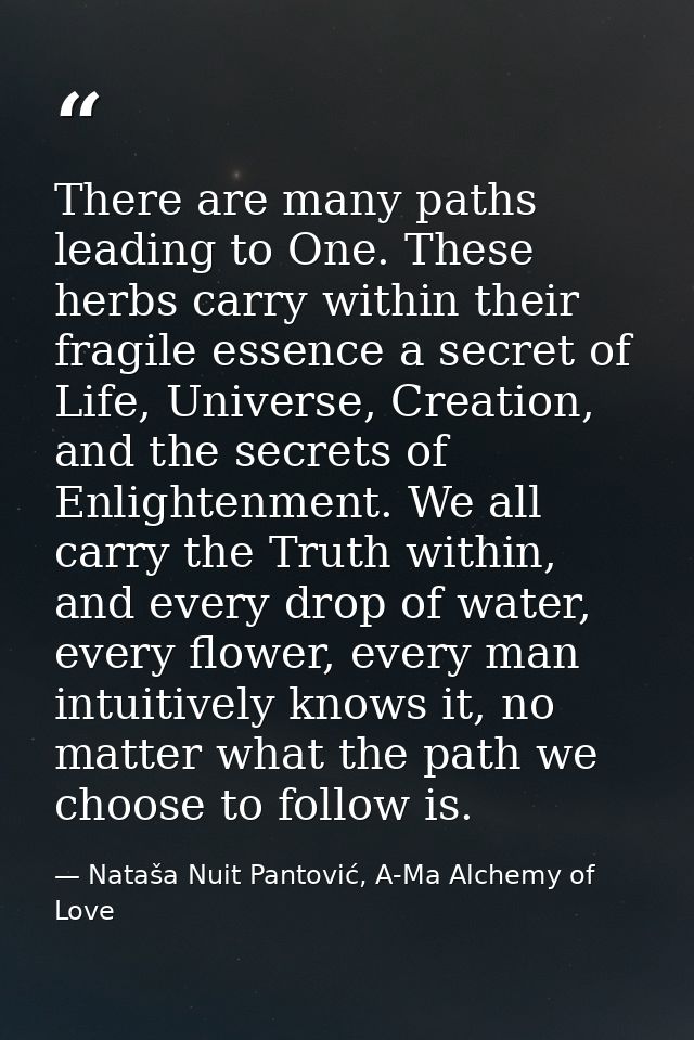 There are many paths leading to One. These herbs carry within their fragile essence a secret of Life, Universe, Creation — Nataša Nuit Pantović, A-Ma Alchemy of Love